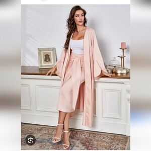 Trumpet Sleeve Coat & Draped Bottom